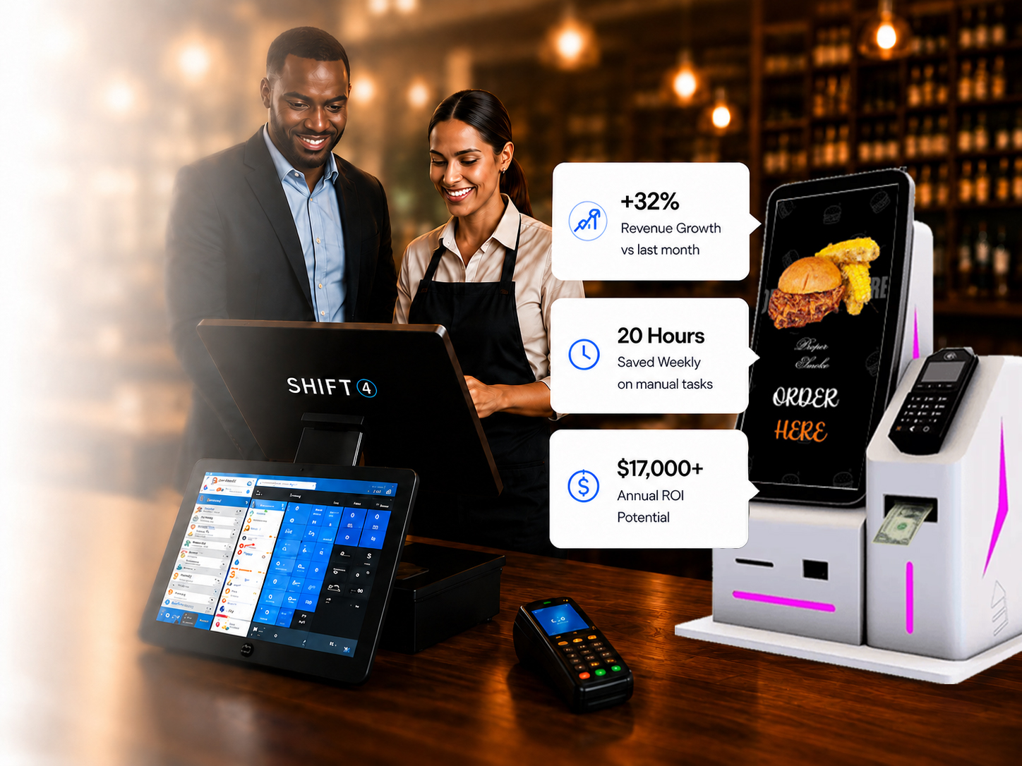 Pye Shift4 kiosk and restaurant POS